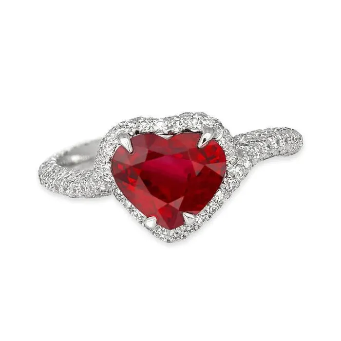 GB Rings 370 Carats Red Ruby With Natural Earth Mined Diamonds Ring White Gold 14K GB Rings 370 Carats Red Ruby With Natural Earth Mined Diamonds Ring White Gold 14K