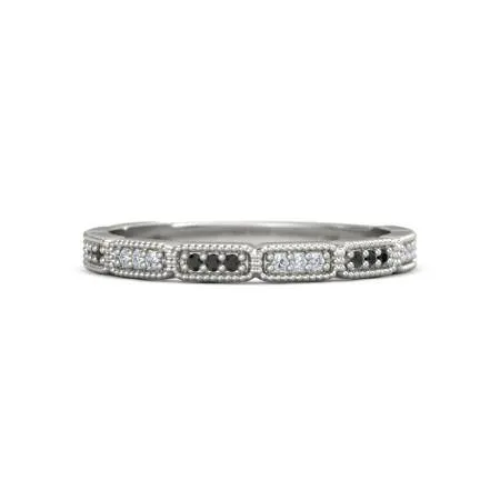 GB Rings Anniversary Band 054 Carats Black Natural Earth Mined Diamonds Vintage White Gold 14K GB Rings Anniversary Band 054 Carats Black Natural Earth Mined Diamonds Vintage White Gold 14K