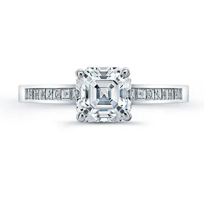 GB Rings Asscher Cut 340 Carats Sparkling Natural Earth Mined Diamond Solitaire Ring With Accents GB Rings Asscher Cut 340 Carats Sparkling Natural Earth Mined Diamond Solitaire Ring With Accents