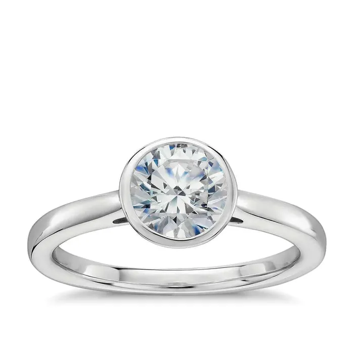 GB Rings Bezel Set Gold Engagement Ring Natural Earth Mined Diamond