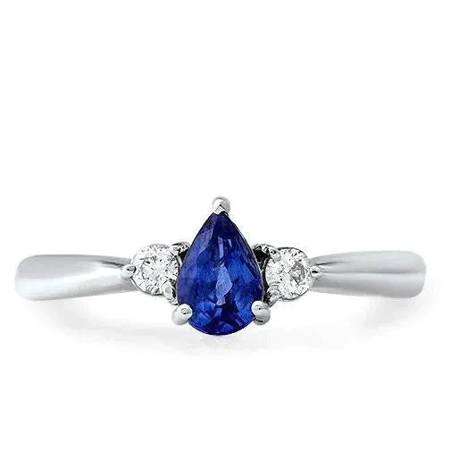GB Rings Blue Shappire Natural Earth Mined Diamond Wedding Ring
