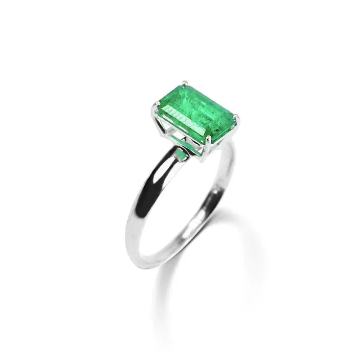 GB Rings Emerald Cut Solitaire 10 Carat Green Emerald Wedding Ring White 14K GB Rings Emerald Cut Solitaire 10 Carat Green Emerald Wedding Ring White 14K