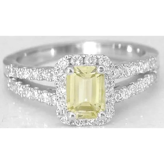 GB Rings Emerald Round Cut 4 Ct Yellow Sapphire Natural Earth Mined Diamonds Ring White Gold 14K GB Rings Emerald Round Cut 4 Ct Yellow Sapphire Natural Earth Mined Diamonds Ring White Gold 14K