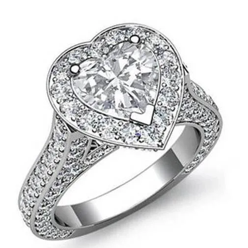 GB Rings Heart And Round Natural Earth Mined Diamond Engagement Ring 645 Ct Halo Jewelry GB Rings Heart And Round Natural Earth Mined Diamond Engagement Ring 645 Ct Halo Jewelry