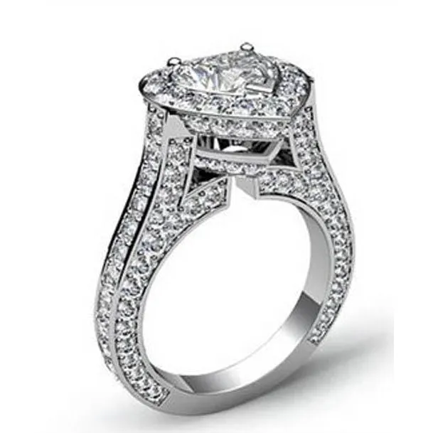 GB Rings Heart And Round Natural Earth Mined Diamond Engagement Ring 645 Ct Halo Jewelry