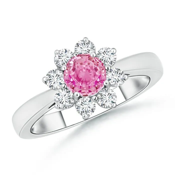 GB Rings Pink Sapphire And Round Natural Earth Mined Diamonds 360 Ct Wedding Ring White Gold 14K GB Rings Pink Sapphire And Round Natural Earth Mined Diamonds 360 Ct Wedding Ring White Gold 14K