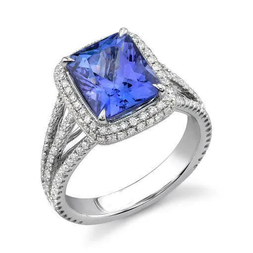 GB Rings Prong Set Tanzanite And Natural Earth Mined Diamonds 478 Carats Wedding Ring Gold White GB Rings Prong Set Tanzanite And Natural Earth Mined Diamonds 478 Carats Wedding Ring Gold White