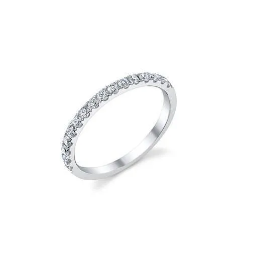 GB Rings Round Cut 080 Ct Natural Earth Mined Diamonds Half Eternity Wedding Band Gold 14K