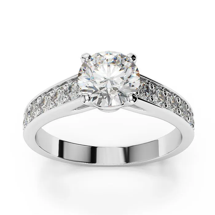 GB Rings Round Cut 335 Carats Real Natural Earth Mined Diamond Engagement Ring With Accents GB Rings Round Cut 335 Carats Real Natural Earth Mined Diamond Engagement Ring With Accents