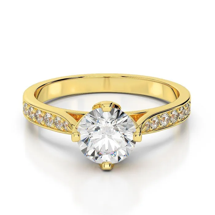 GB Rings Round Natural Earth Mined Diamond Anniversary Ring 350 Carats Accented Yellow Gold 14K GB Rings Round Natural Earth Mined Diamond Anniversary Ring 350 Carats Accented Yellow Gold 14K