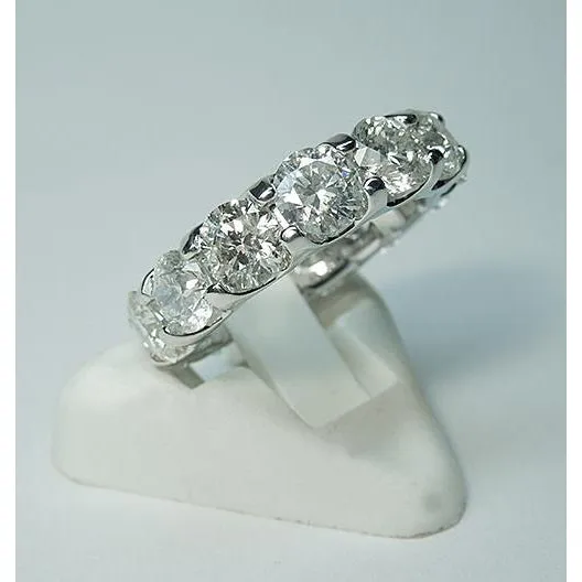 GB Rings Round Natural Earth Mined Diamond Wedding Band White Gold Women Jewelry 7 Ct