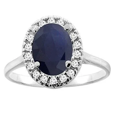 GB Rings Sapphire And Natural Earth Mined Diamonds 5 Carats Halo Ring White Gold 14K