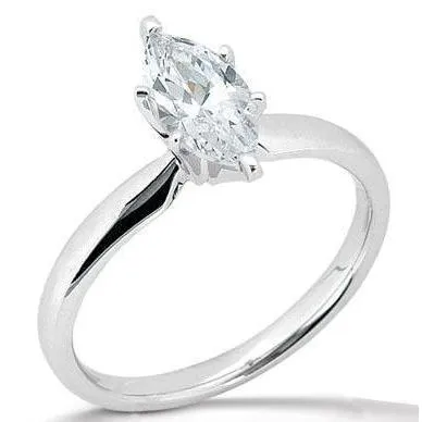 GB Rings Simple Marquise Natural Earth Mined Diamond Solitaire Ring