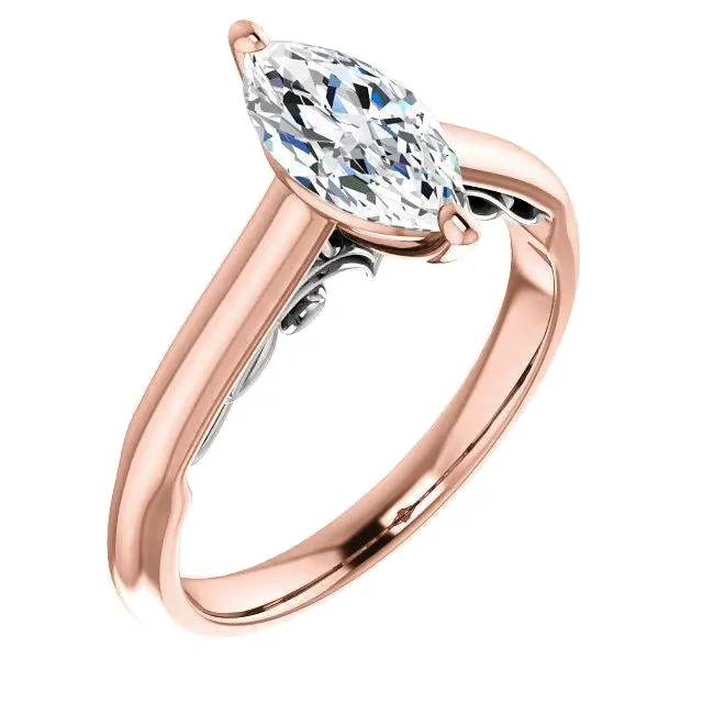 GB Rings Solitaire Ring Marquise Natural Earth Mined Diamond 150 Carats Two Tone Gold 14K GB Rings Solitaire Ring Marquise Natural Earth Mined Diamond 150 Carats Two Tone Gold 14K