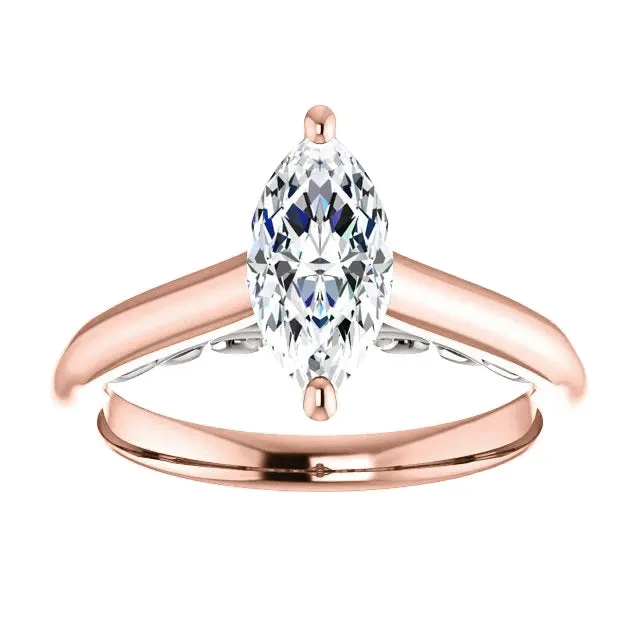 GB Rings Solitaire Ring Marquise Natural Earth Mined Diamond 150 Carats Two Tone Gold 14K GB Rings Solitaire Ring Marquise Natural Earth Mined Diamond 150 Carats Two Tone Gold 14K