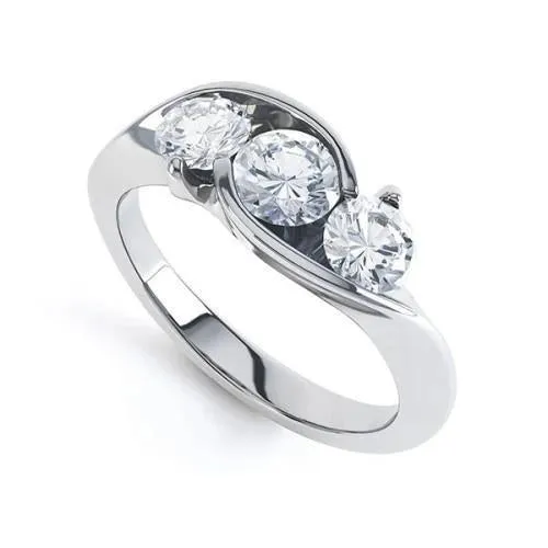GB Rings Three Stone 250 Ct Round Cut Genuine Natural Earth Mined Diamonds Engagement Ring White Gold 14K GB Rings Three Stone 250 Ct Round Cut Genuine Natural Earth Mined Diamonds Engagement Ring White Gold 14K