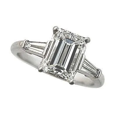 GB Rings Three Stone Emerald And Baguette Cut Natural Earth Mined Diamond Ring 161 Carats GB Rings Three Stone Emerald And Baguette Cut Natural Earth Mined Diamond Ring 161 Carats