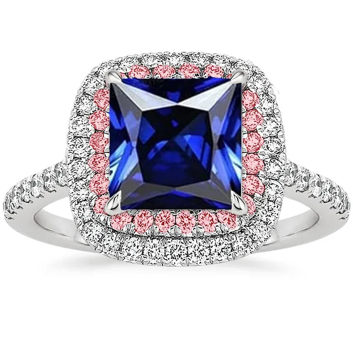 Gemstone Natural Earth Mined Diamond Ring Blue Pink Sapphire Double Halo 650 Carat Gold HarryChadEntcom Rings Gemstone Natural Earth Mined Diamond Ring Blue Pink Sapphire Double Halo 650 Carat Gold HarryChadEntcom Rings