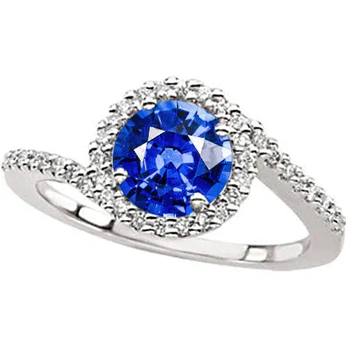 Genuine Sapphire With Natural Earth Mined Diamond Ring GB Rings
