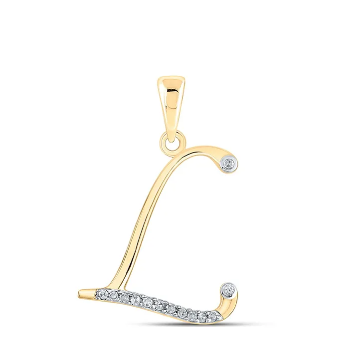 GND 10kt Yellow Gold Womens Round Diamond L Initial Letter Pendant 112 Cttw GND Necklaces GND 10kt Yellow Gold Womens Round Diamond L Initial Letter Pendant 112 Cttw GND Necklaces