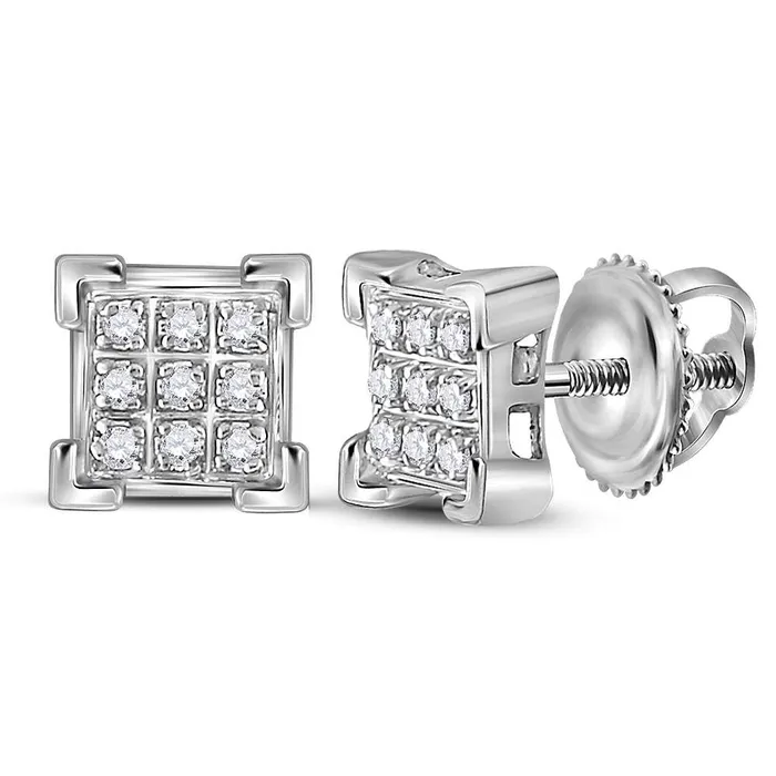 GND Earrings GND 10Kt White Gold Womens Round Diamond Square Cluster Earrings 120 Cttw GND Earrings GND 10Kt White Gold Womens Round Diamond Square Cluster Earrings 120 Cttw