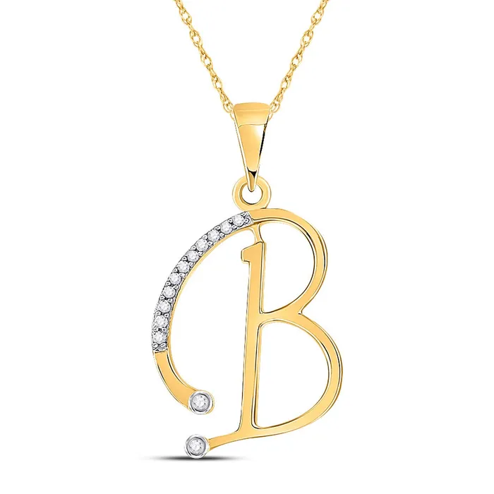 GND Necklaces GND 10kt Yellow Gold Womens Round Diamond B Initial Letter Pendant 112 Cttw GND Necklaces GND 10kt Yellow Gold Womens Round Diamond B Initial Letter Pendant 112 Cttw