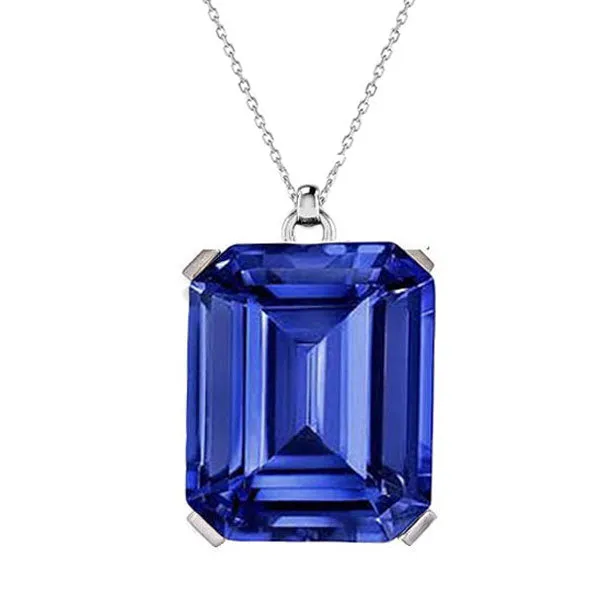 Gold Solitaire Pendant Emerald Ceylon Sapphire With Bail 550 Carats HarryChadEntcom Necklaces Gold Solitaire Pendant Emerald Ceylon Sapphire With Bail 550 Carats HarryChadEntcom Necklaces