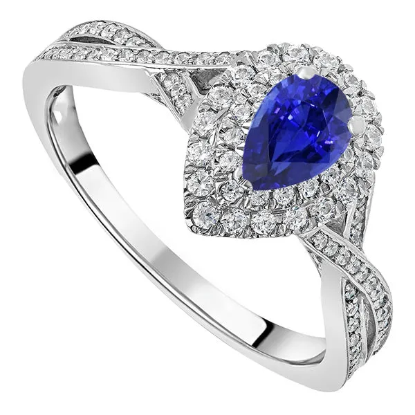 Halo Pear Sapphire Ring Sri Lankan Twisted Style 450 Carats HarryChadEntcom Rings Halo Pear Sapphire Ring Sri Lankan Twisted Style 450 Carats HarryChadEntcom Rings