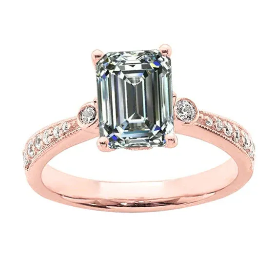 HarryChadEntcom 3 Carat Emerald Natural Earth Mined Diamond Antique Style Ring Rings HarryChadEntcom 3 Carat Emerald Natural Earth Mined Diamond Antique Style Ring Rings