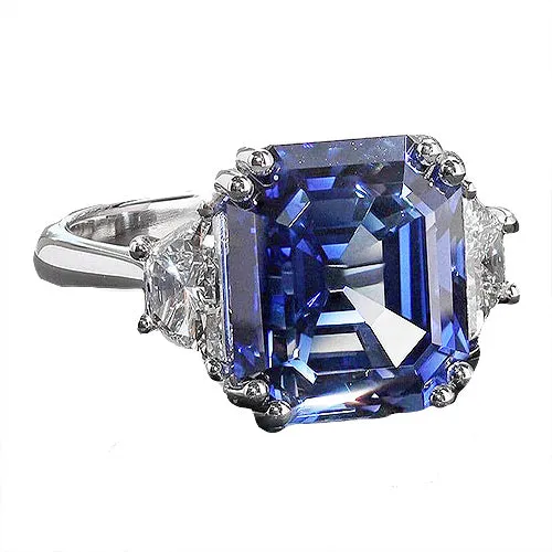 HarryChadEntcom 3 Stone Ring Trapezoid Natural Earth Mined Diamonds With Asscher Blue Sapphire 5 Carats Rings HarryChadEntcom 3 Stone Ring Trapezoid Natural Earth Mined Diamonds With Asscher Blue Sapphire 5 Carats Rings