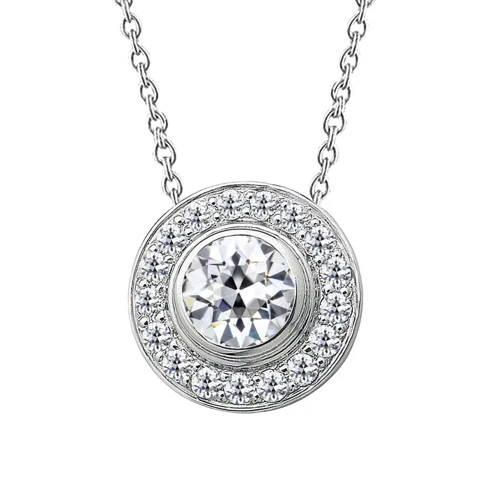 HarryChadEntcom Antique Style Halo Pendant 4 Carats Old Miner Genuine Diamond Necklaces HarryChadEntcom Antique Style Halo Pendant 4 Carats Old Miner Genuine Diamond Necklaces