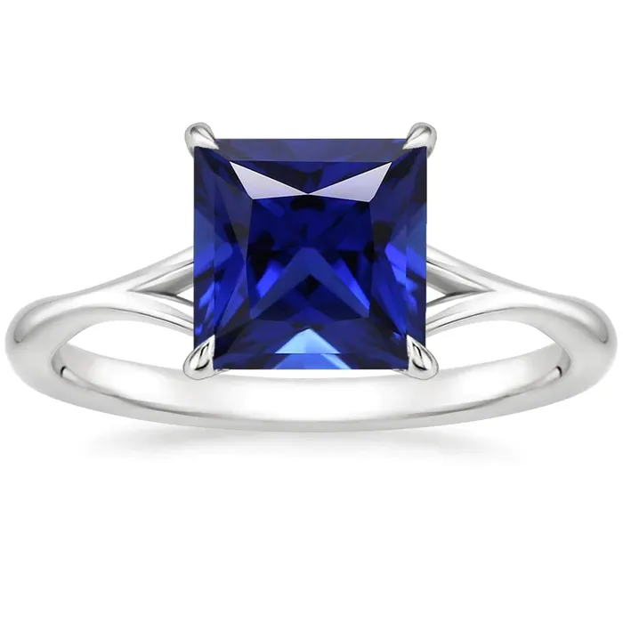 HarryChadEntcom Blue Square Sapphire Solitaire Ring Rings