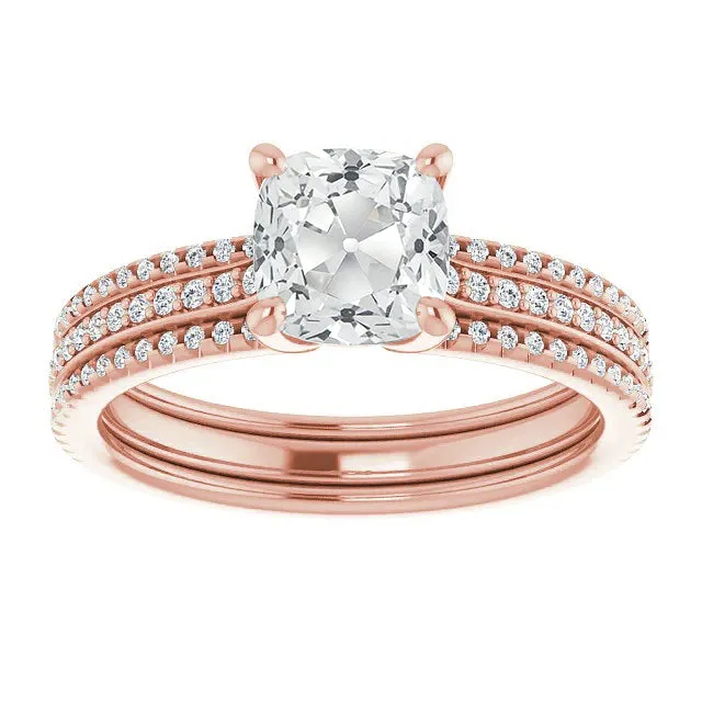 HarryChadEntcom Cushion Old Cut Natural Earth Mined Diamond Wedding Ring Set Rose Gold 950 Carats Rings HarryChadEntcom Cushion Old Cut Natural Earth Mined Diamond Wedding Ring Set Rose Gold 950 Carats Rings