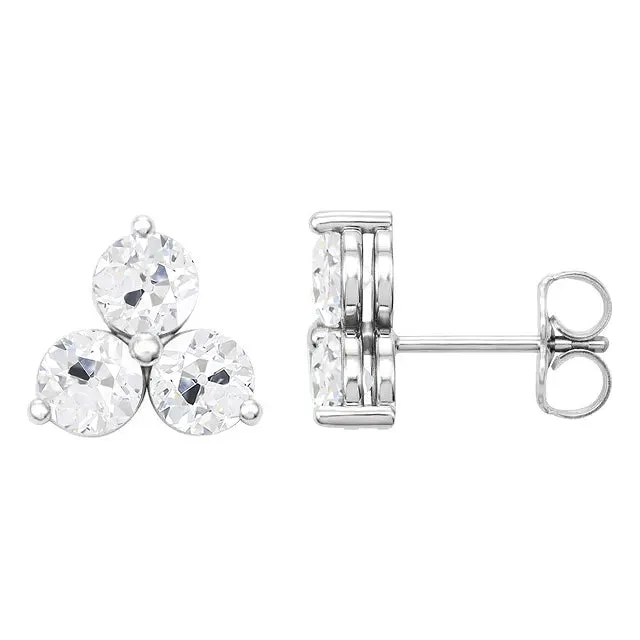 HarryChadEntcom Earrings 3 Stone Studs 6 Ct Earrings Old Miner Round Natural Diamond HarryChadEntcom Earrings 3 Stone Studs 6 Ct Earrings Old Miner Round Natural Diamond