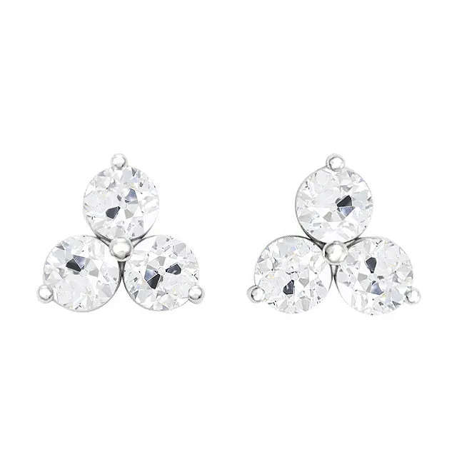 HarryChadEntcom Earrings 3 Stone Studs 6 Ct Earrings Old Miner Round Natural Diamond