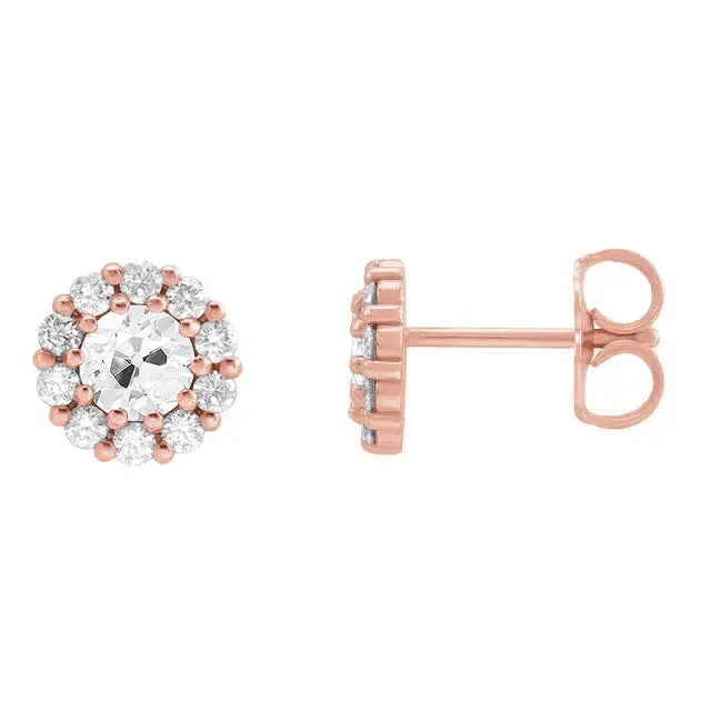HarryChadEntcom Earrings Cluster Natural Diamond Stud Earrings Rose Gold 750 Carats Round Old Mine Cut HarryChadEntcom Earrings Cluster Natural Diamond Stud Earrings Rose Gold 750 Carats Round Old Mine Cut
