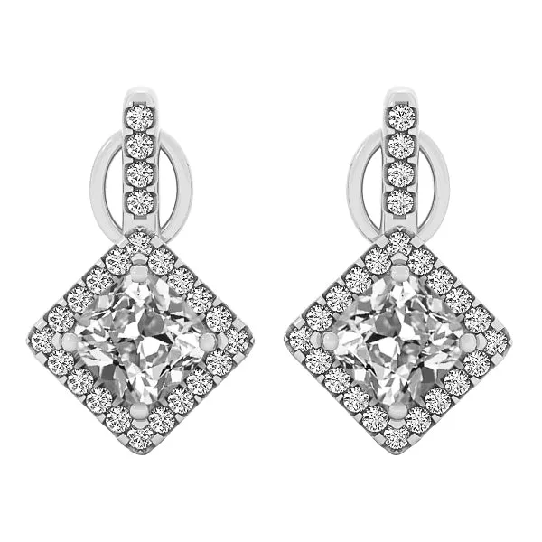 HarryChadEntcom Earrings Square Mined Diamond Drop Earrings Cushion Old Cut 7 Ct HarryChadEntcom Earrings Square Mined Diamond Drop Earrings Cushion Old Cut 7 Ct