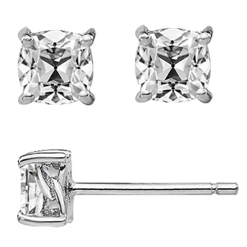 HarryChadEntcom Earrings White Gold Stud Earrings Solitaire Cushion Cut Old Miner Natural Diamond 6 Ct HarryChadEntcom Earrings White Gold Stud Earrings Solitaire Cushion Cut Old Miner Natural Diamond 6 Ct