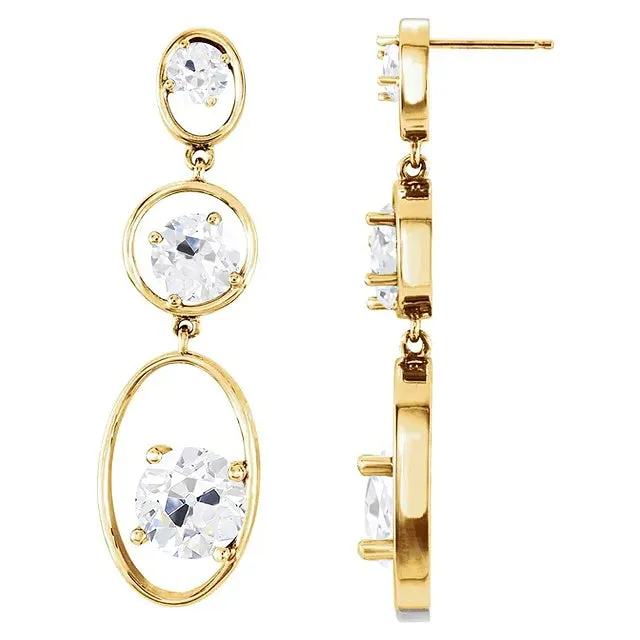 HarryChadEntcom Earrings Yellow Gold Dangle Earrings 450 Ct 3 Stone Old Miner Natural Diamonds HarryChadEntcom Earrings Yellow Gold Dangle Earrings 450 Ct 3 Stone Old Miner Natural Diamonds