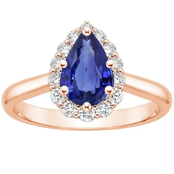 HarryChadEntcom Halo Ring Rose Gold Pear Shape Blue Sapphire Natural Earth Mined Diamonds 375 Carats Rings HarryChadEntcom Halo Ring Rose Gold Pear Shape Blue Sapphire Natural Earth Mined Diamonds 375 Carats Rings