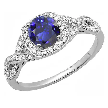 HarryChadEntcom Halo Wedding Ring Round Sapphire Twisted Shank Natural Earth Mined Diamonds 250 Carats Rings HarryChadEntcom Halo Wedding Ring Round Sapphire Twisted Shank Natural Earth Mined Diamonds 250 Carats Rings