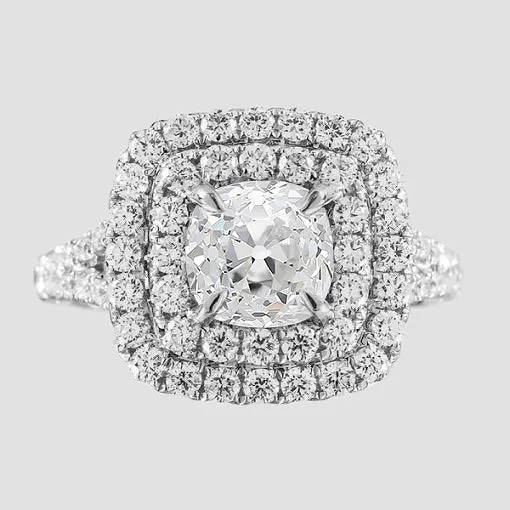 HarryChadEntcom Ladies Double Halo Cushion Old Mine Cut Natural Earth Mined Diamond Ring 6 Carats Rings HarryChadEntcom Ladies Double Halo Cushion Old Mine Cut Natural Earth Mined Diamond Ring 6 Carats Rings