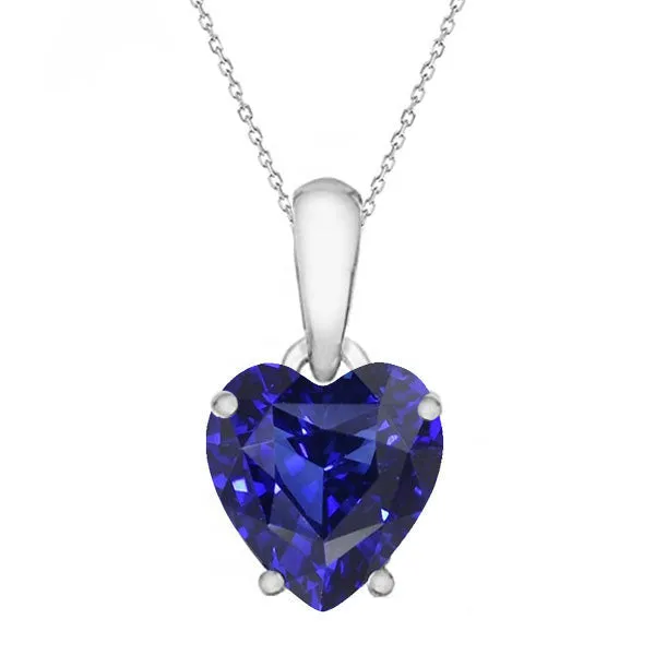HarryChadEntcom Necklaces Heart Blue Sapphire Solitaire Pendant 4 Prong Set Necklace 350 Carats HarryChadEntcom Necklaces Heart Blue Sapphire Solitaire Pendant 4 Prong Set Necklace 350 Carats