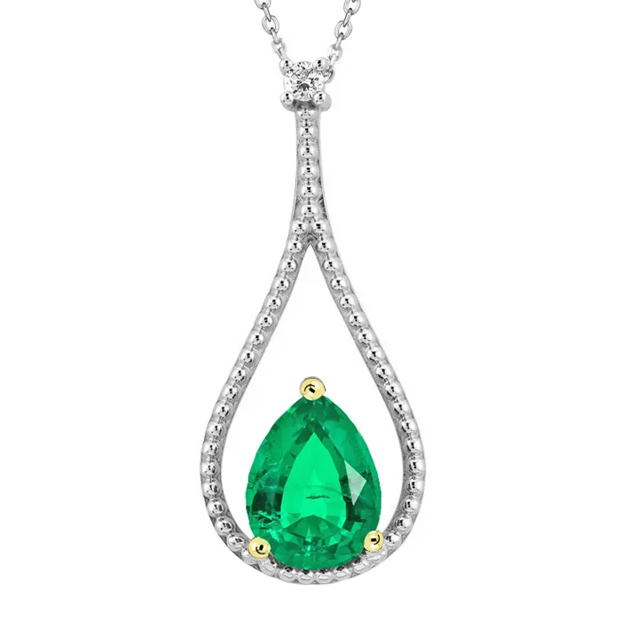 HarryChadEntcom Necklaces Long Gemstone Pendant Pear Green Emerald Necklace HarryChadEntcom Necklaces Long Gemstone Pendant Pear Green Emerald Necklace