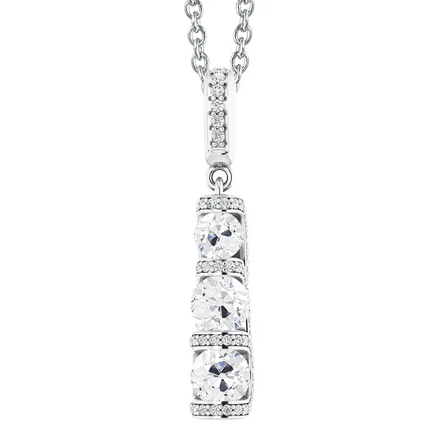 HarryChadEntcom Necklaces White Gold Natural Earth Mined Diamond Pendant 3 Stone Style Round Old Miner 450 Carats HarryChadEntcom Necklaces White Gold Natural Earth Mined Diamond Pendant 3 Stone Style Round Old Miner 450 Carats