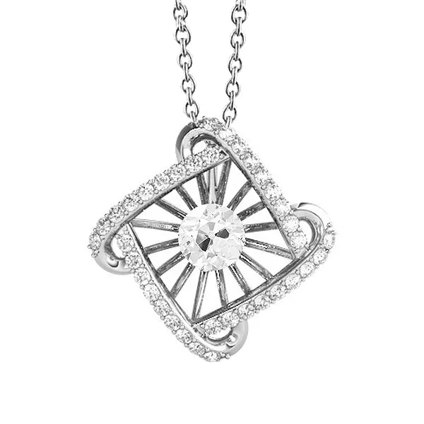 HarryChadEntcom Necklaces White Gold Square Genuine Natural Earth Mined Diamond Pendant Chain Round Old Miner 250 Carats HarryChadEntcom Necklaces White Gold Square Genuine Natural Earth Mined Diamond Pendant Chain Round Old Miner 250 Carats