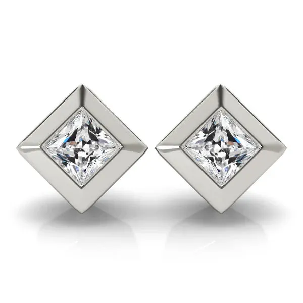 HarryChadEntcom Old Cut Square Diamond Stud Mined Earrings Bezel Set 4 Carats Earrings HarryChadEntcom Old Cut Square Diamond Stud Mined Earrings Bezel Set 4 Carats Earrings