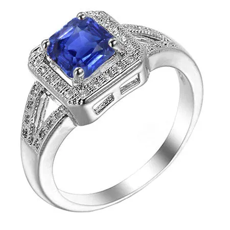 HarryChadEntcom PreStyled Sets Radiant Sapphire Solitaire Wedding Ring150 Carats Split Shank Gold