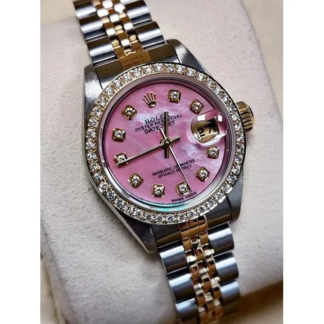 HarryChadEntcom PreStyled Sets Rolex Ladies 18K Yellow Gold Pink Dial set Diamond Watch