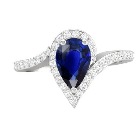 HarryChadEntcom Rings Bridal Diamond Gemstone Ring 3 Ct Pear Sapphire Tension Style HarryChadEntcom Rings Bridal Diamond Gemstone Ring 3 Ct Pear Sapphire Tension Style